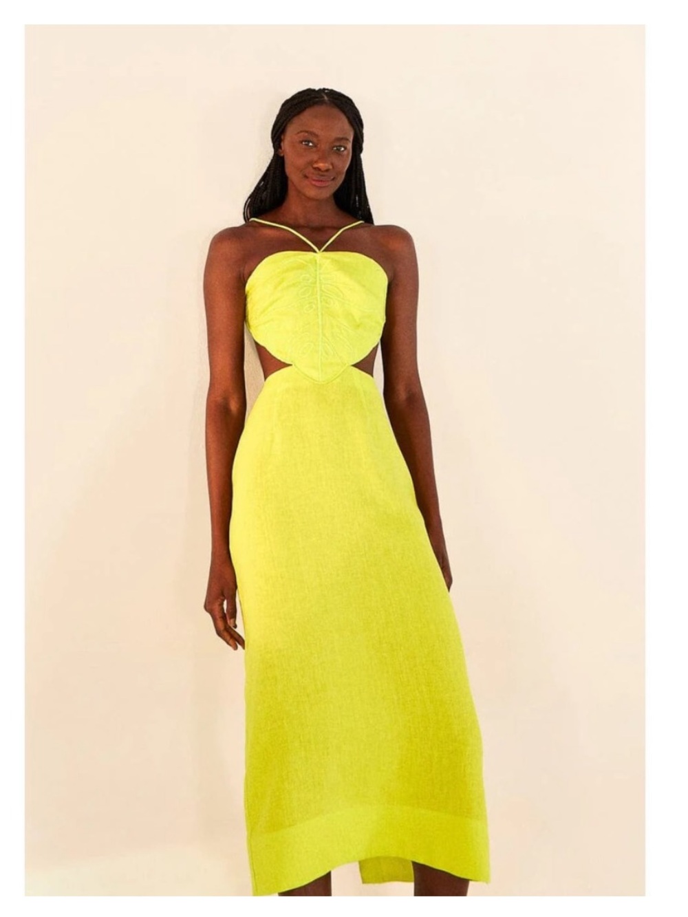 Farm Rio Lime Green Monstera Midi Dress Size Large NWT - Picture 14 of 14